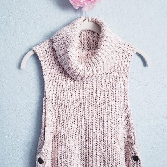 Free People Valentina Cream Side Snap Knit Turtleneck - Picture 3 of 5